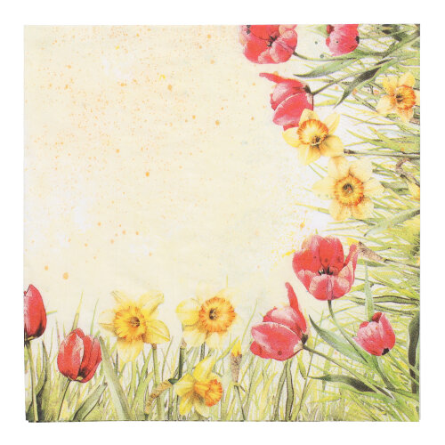 50 Servietten, 3-lagig 1/4-Falz 40 cm x 40 cm "Tulips & Daffodils" 478000 Servietten, 3-lagig 1/4-Falz 40 cm x 40 cm "Tulips & Daffodils"