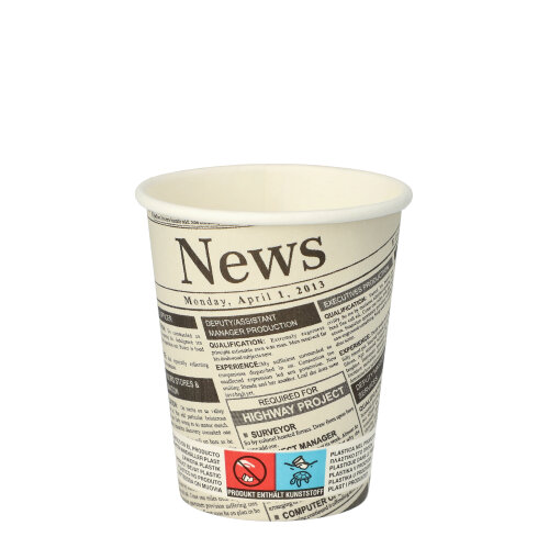 18000 Trinkbecher, Pappe "To Go" 0,2 l Ø 8 cm · 9,2 cm "Newsprint"