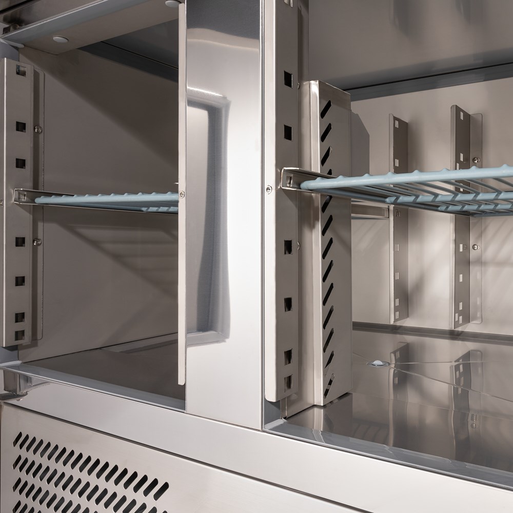 Starline Kühltisch, 2-türig, GN 1/1 Pizzatisch, 2-türig, GN 1/1, Aufnahme 5x GN 1/6, 900x700x1090 mm (BxTxH)