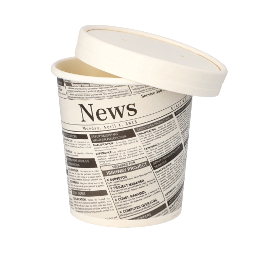 5500 Snackbecher, Pappe "To Go" rund 470 ml Ø 9,9 cm · 9,9 cm "Newsprint"