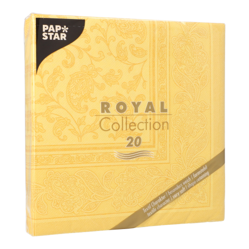 160 Servietten "ROYAL Collection" 1/4-Falz 40 cm x 40 cm gelb "Ornaments" 12000 Servietten "ROYAL Collection" 1/4-Falz 40 cm x 40 cm gelb "Ornaments"
