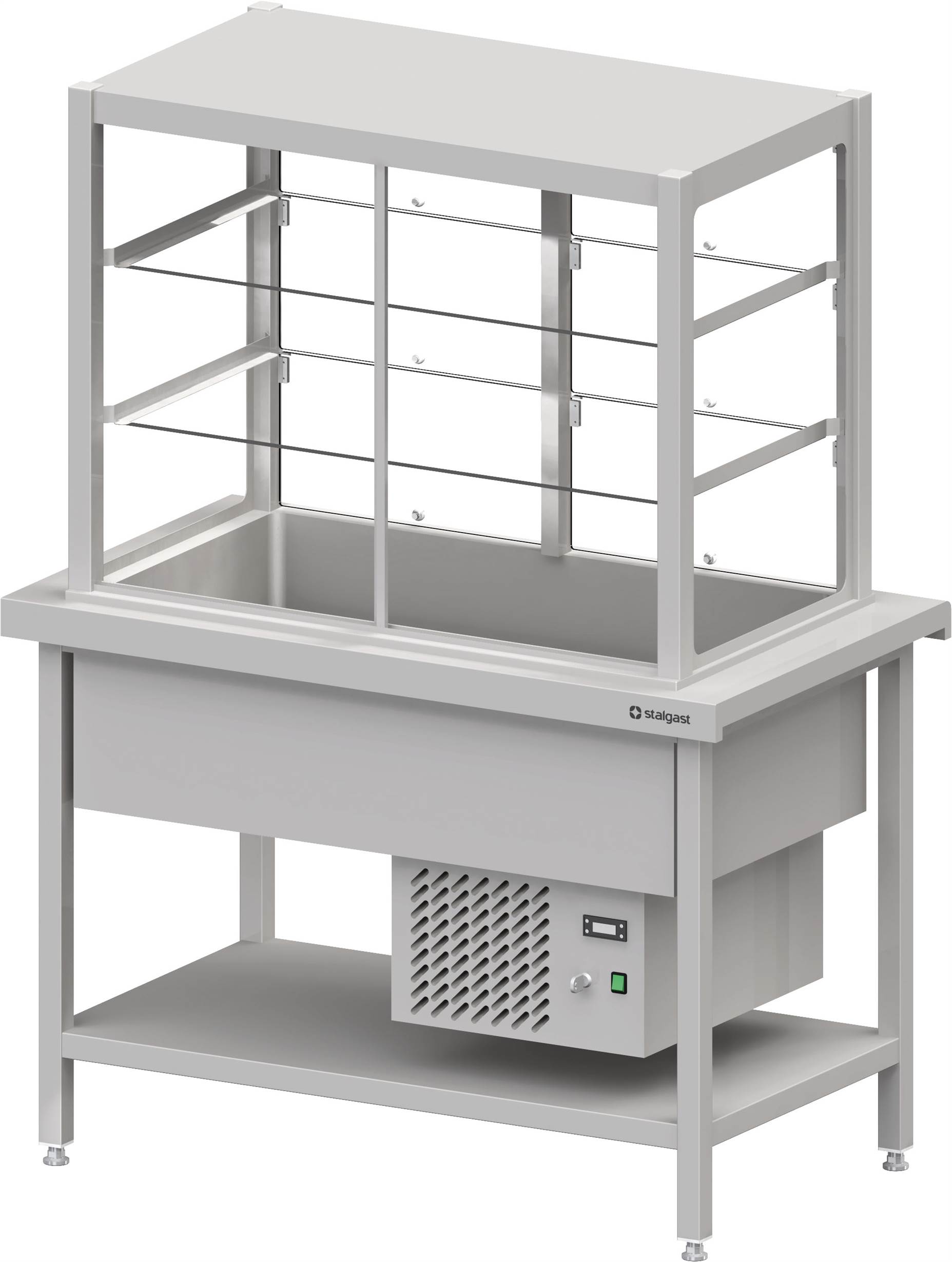 Kaltausgabe mit Selbstbedienungsvitrine und Kühlwanne, 1245x735x880, Granitabdeckung "Standard G1"