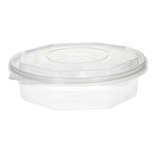 100 Menüboxen mit Klappdeckeln, PP 3-geteilt 5,9 cm x 21,5 cm x 21,5 cm transparent 8-eckig