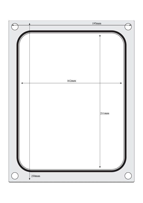 Matrize für Versiegelungsmaschine, HENDI, ein Behälter (227x178 mm) Matrize für Versiegelungsmaschine, HENDI, ein Behälter (187x137 mm)