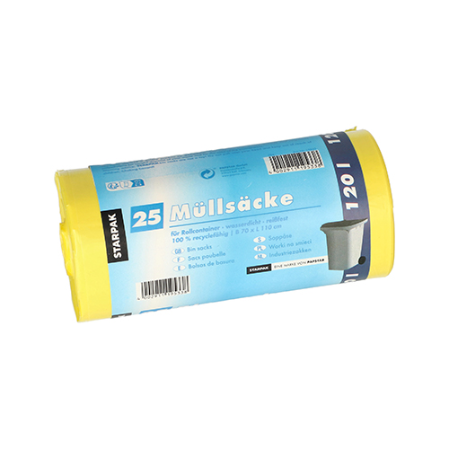 25 Müllsäcke, HDPE 120 l 110 cm x 70 cm gelb 11000 Müllsäcke, HDPE 120 l 110 cm x 70 cm gelb