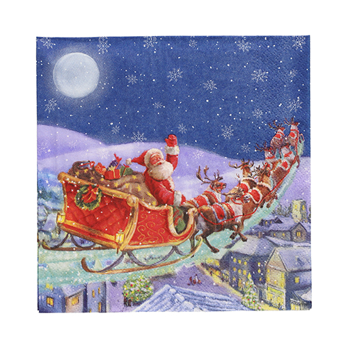 23040 Servietten, 3-lagig 1/4-Falz 33 cm x 33 cm "Santa is coming"