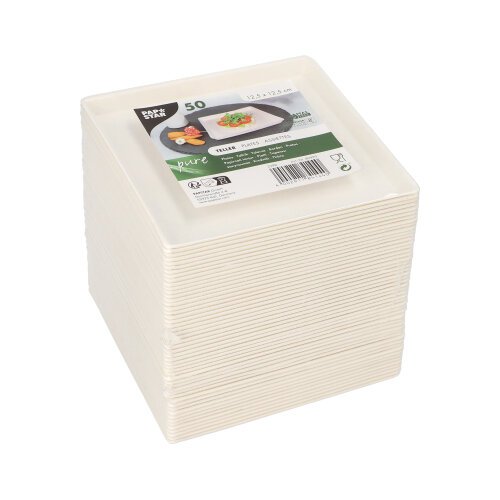 16800 Teller Zuckerrohr "pure" eckig 12,5 cm x 12,5 cm x 1 cm weiss "Cella"