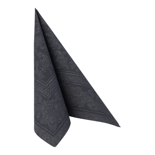 12500 Servietten "ROYAL Collection" 1/4-Falz 40 cm x 40 cm schwarz "Ornaments"