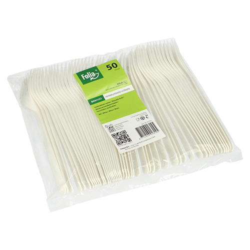 40000 Gabeln "Folia" C-PLA 19 cm weiss
