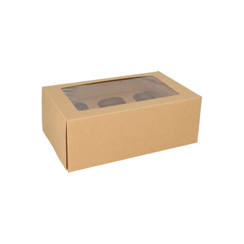 25 Cupcake-Kartons eckig 10 cm x 27 cm x 17,5 cm mit Sichtfenster aus PLA 1200 Cupcake-Kartons eckig 10 cm x 27 cm x 17,5 cm mit Sichtfenster aus PLA