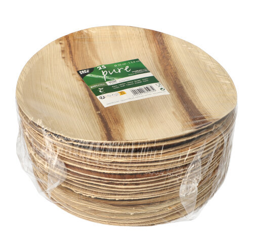 100 Teller, Palmblatt "pure" rund Ø 23 cm · 2,5 cm 2400 Teller, Palmblatt "pure" rund Ø 23 cm · 2,5 cm