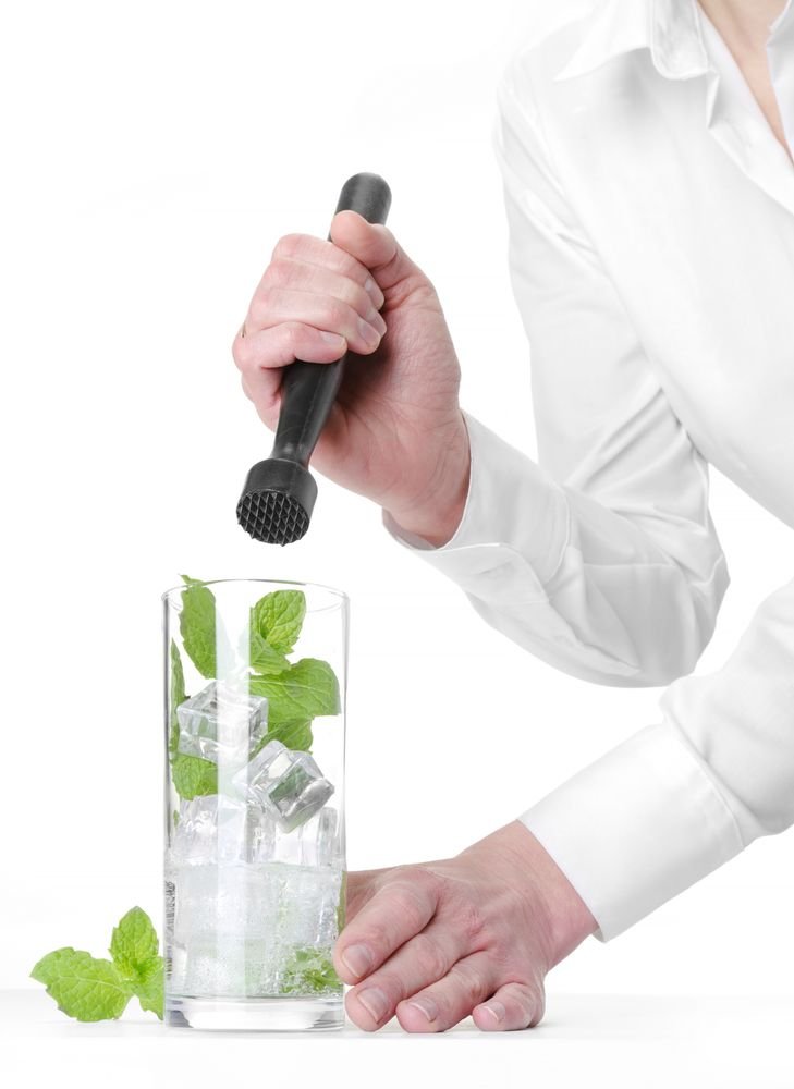 Cocktail-Stößel, BarUp, sternförmig gezahnt, Schwarz, ⌀34x207mm