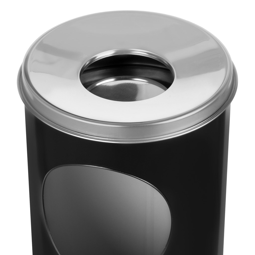 Standaschenbecher mit Papierkorb, schwarz Standaschenbecher mit Papierkorb, schwarz