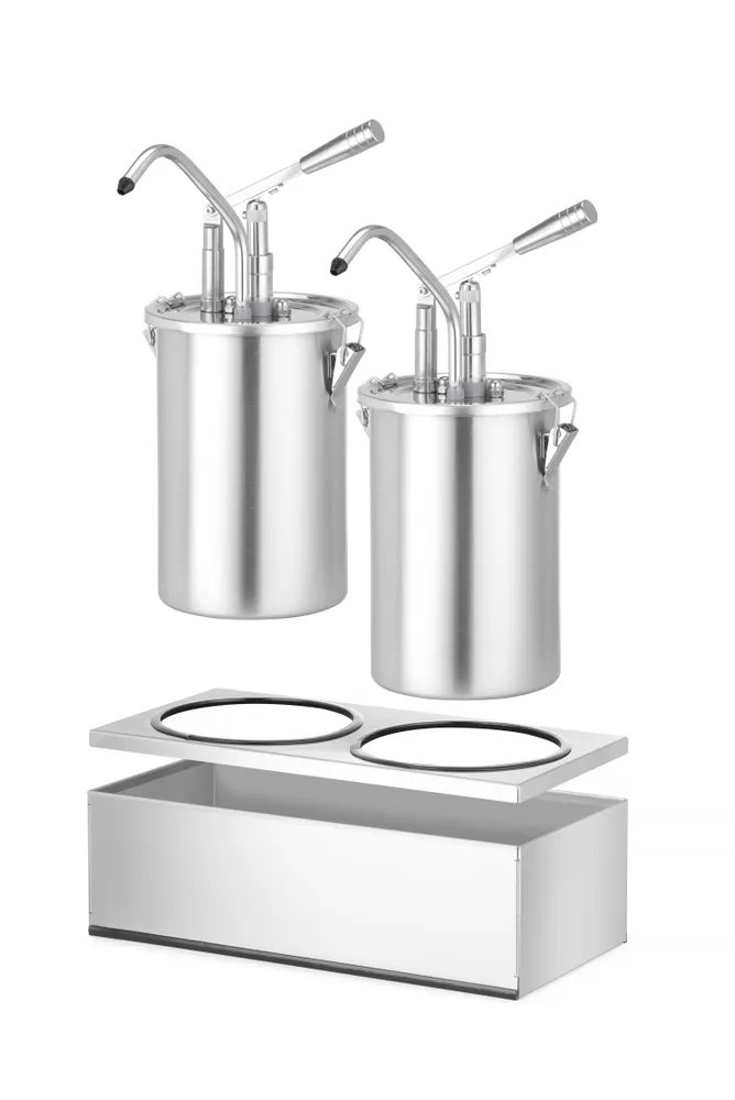 Saucenspender, Edelstahl, Zweier-Set, 9L, 400x200x(H)440mm Saucenspender, Edelstahl, Zweier-Set, 9L, 400x200x(H)440mm