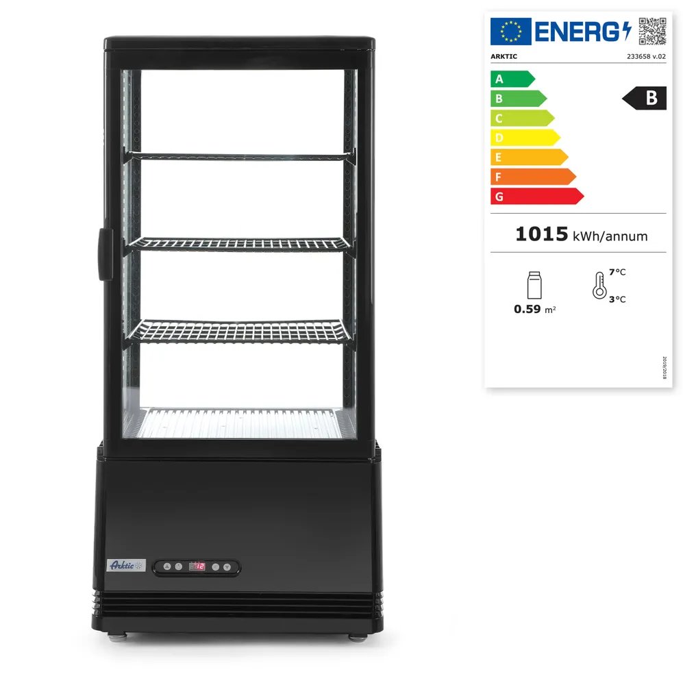 Aufsatz-Kühlvitrine 78 Liter, Arktic, schwarz, 230V/170W, 444x397x(H)940mm Aufsatz-Kühlvitrine 78 Liter, Arktic, schwarz, 230V/170W, 444x397x(H)940mm