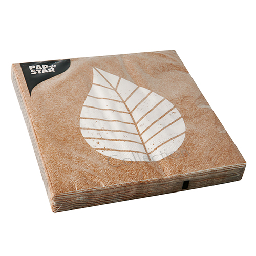 22800 Servietten, 3-lagig 1/4-Falz 33 cm x 33 cm ! natur "Graphic Leaves"