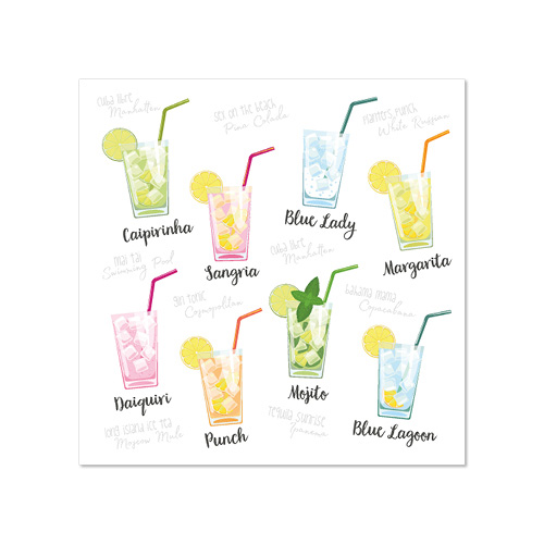 20 Servietten, 3-lagig 1/4-Falz 25 cm x 25 cm "Cocktail" 41160 Servietten, 3-lagig 1/4-Falz 25 cm x 25 cm "Cocktail"