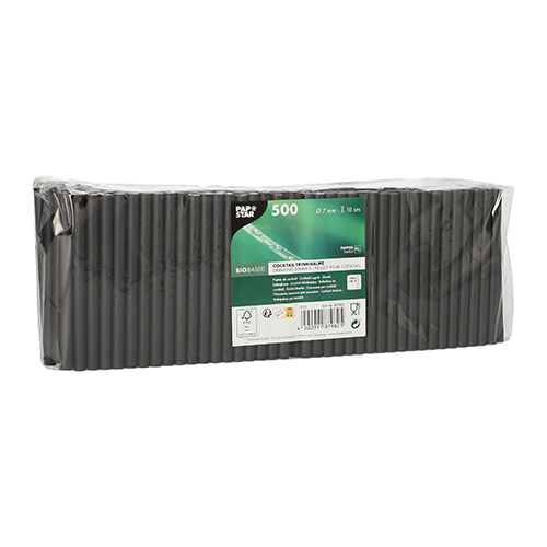 4000 Cocktail Trinkhalme, Papier Ø 7 mm · 10 cm schwarz