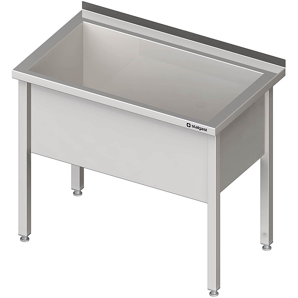 Topfspüle mit einem Becken, 600x600x850 mm, 400 mm Beckenhöhe, mit Aufkantung, verschweißt Topfspüle mit einem Becken, 1200x700x850 mm, 400 mm Beckenhöhe, mit Aufkantung, verschweißt