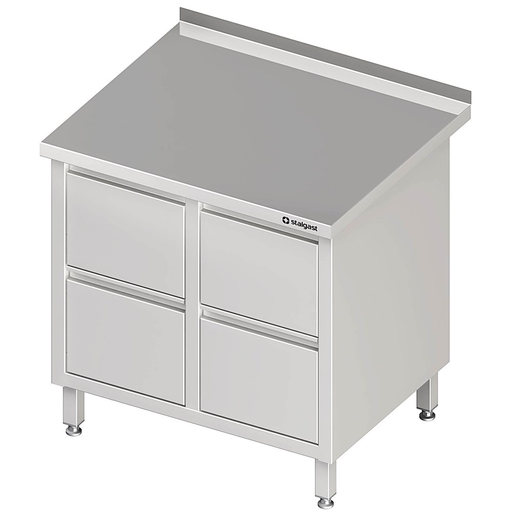 Schubladenschrank mit 2x2 Schubladen, 840x600x850 mm, mit Aufkantung, verschweißt Schubladenschrank mit 2x2 Schubladen, 840x700x850 mm, mit Aufkantung, verschweißt