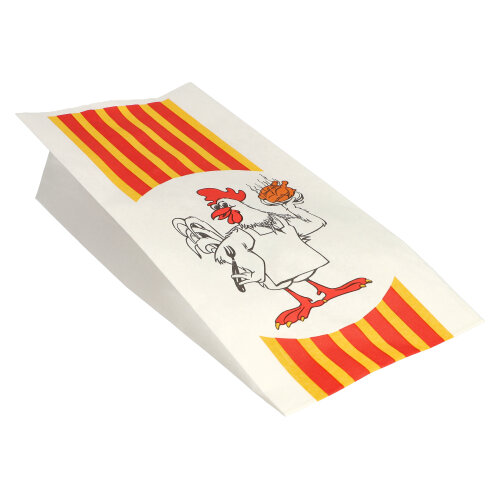 18000 Hähnchenbeutel, Papier mit HDPE-Einlage 28 cm x 13 cm x 8 cm "Grillhähnchen" 1/1