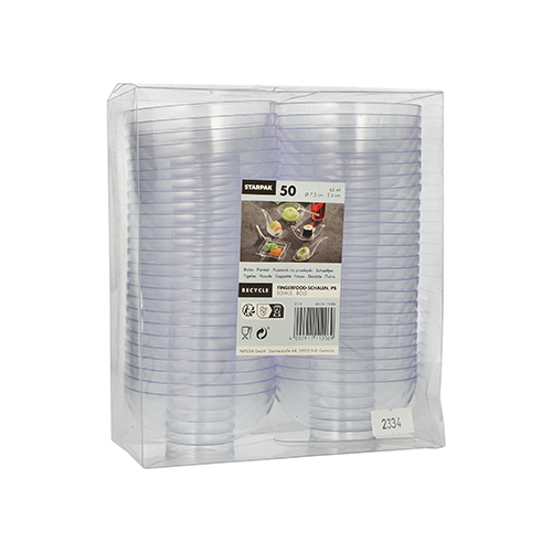 15000 Fingerfood - Schalen, PS rund 65 ml Ø 7,2 cm · 3 cm glasklar