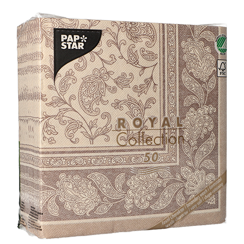 250 Servietten "ROYAL Collection" 1/4-Falz 40 cm x 40 cm mocca "Ornaments" 12500 Servietten "ROYAL Collection" 1/4-Falz 40 cm x 40 cm mocca "Ornaments"