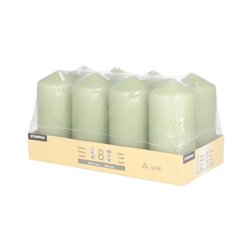 8 Stumpenkerzen Ø 47 mm · 100 mm jadegrün 2304 Stumpenkerzen Ø 47 mm · 100 mm jadegrün