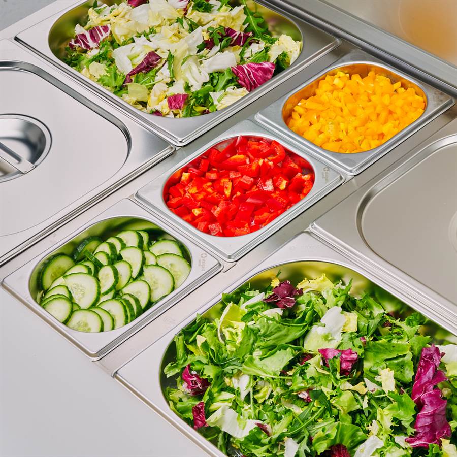 Saladette, 2-türig GN 1/1, Aufnahme 10x GN 1/4, ohne Aufkantung