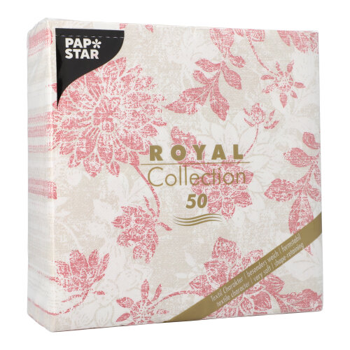 50 Servietten "ROYAL Collection" 1/4-Falz 40 cm x 40 cm bordeaux "Flowers" 12500 Servietten "ROYAL Collection" 1/4-Falz 40 cm x 40 cm bordeaux "Flowers"