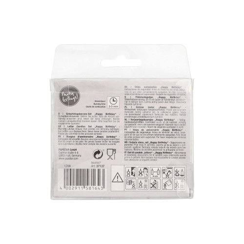 2520 Buchstabenkerzen-Set pastell 8 cm "Happy Birthday"
