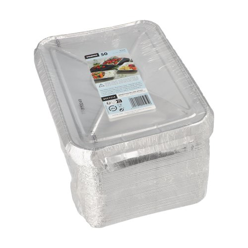 4800 Menüschalen + Deckel, Alu ungeteilt 0,93 l 3 cm x 17,7 cm x 22,5 cm