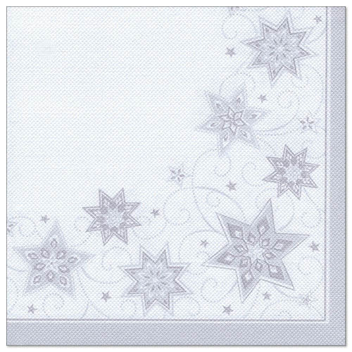 12000 Servietten "ROYAL Collection" 1/4-Falz 40 cm x 40 cm weiss "Just Stars"