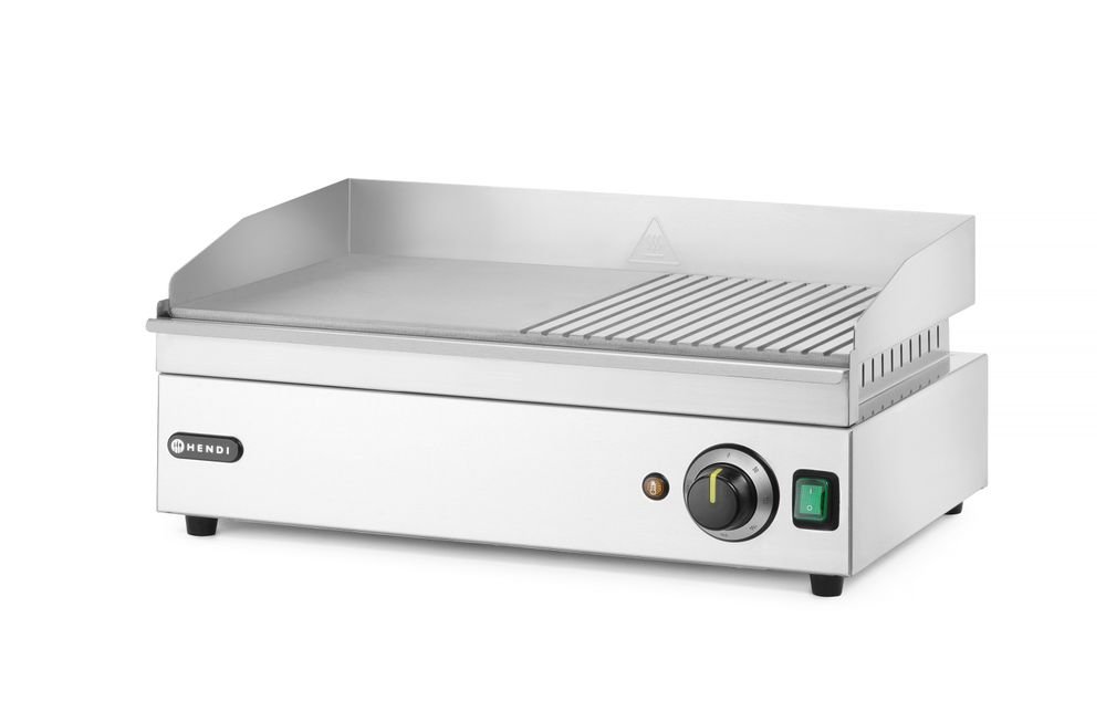 Grillplatte halb gerillt, HENDI, Kitchen Line, 220-240V/2400W, 527x404x(H)233mm