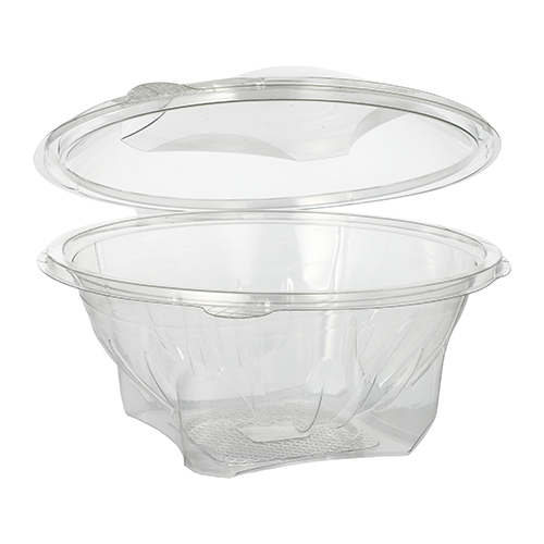2400 Feinkost- und Salatschalen mit Klappdeckel, R-PET rund 1000 ml Ø 18,5 cm · 7,8 cm glasklar