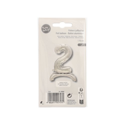 3840 Folienluftballon 73 cm silber "2" stehend