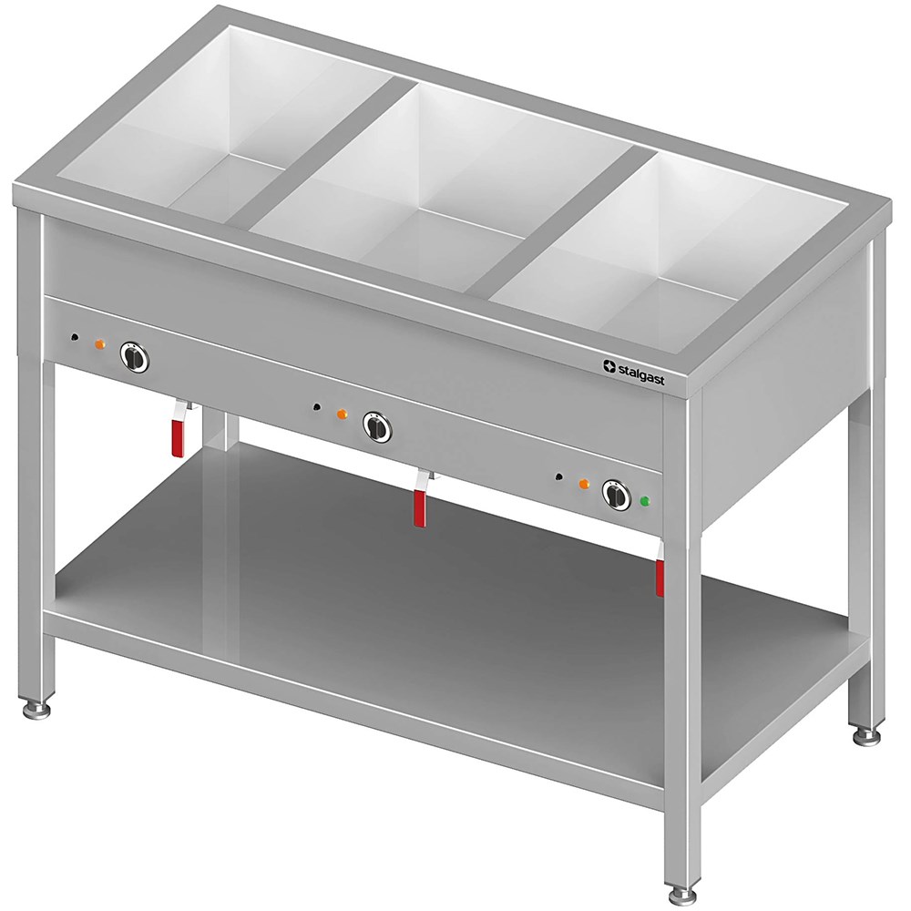 Edelstahl Bain-Marie Standgerät mit separaten Becken, für 4x GN1/1410x600x850 mm
