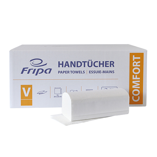 89600 Blatt Handtuchpapier V-Falz 23 cm x 25 cm hochweiss "Comfort" 2-lagig (20x160)