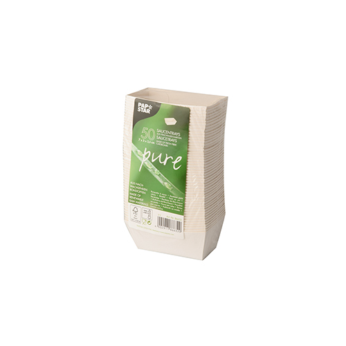 42000 Saucentrays, Pappe "pure" 3,5 cm x 3 cm x 7 cm weiss "Good Food"