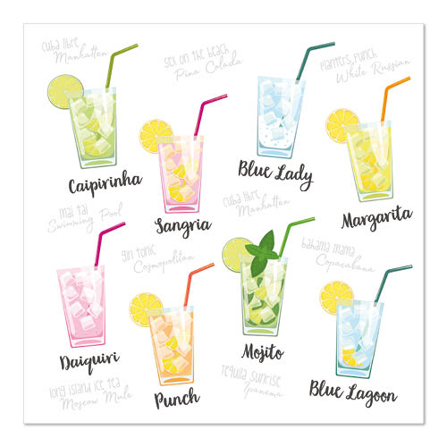 22800 Servietten, 3-lagig 1/4-Falz 33 cm x 33 cm "Cocktail"