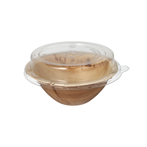 1200 Schalen, Palmblatt rund 300 ml Ø 15 cm · 8,3 cm mit rPET Deckel "Kombipack"