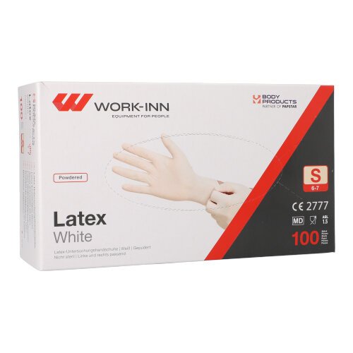 36000 "WORK-INN" Handschuhe, Latex gepudert "White" weiss - natur Größe S