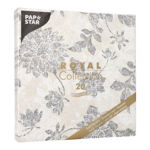 20 Servietten "ROYAL Collection" 1/4-Falz 40 cm x 40 cm anthrazit "Flowers" 12000 Servietten "ROYAL Collection" 1/4-Falz 40 cm x 40 cm anthrazit "Flowers"