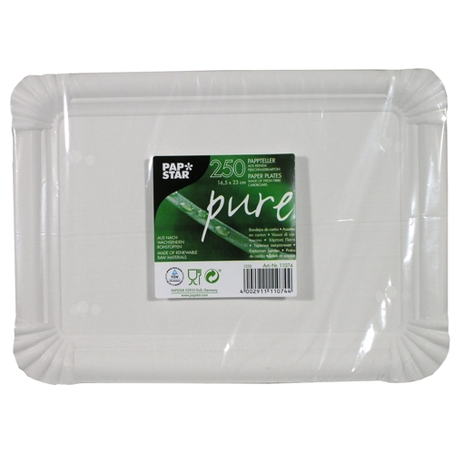 28000 Teller, Pappe "pure" eckig 16,5 cm x 23 cm weiss