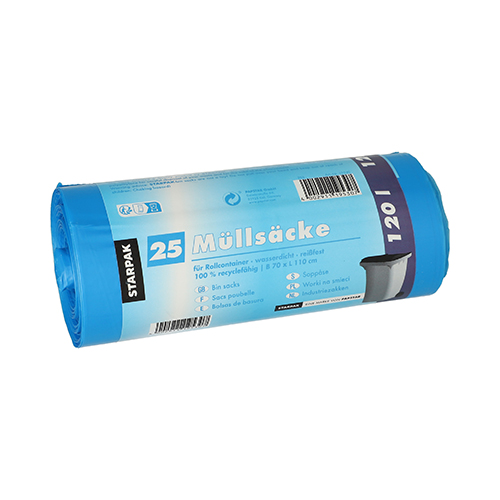 500 Müllsäcke, HDPE 120 l 110 cm x 70 cm blau 11000 Müllsäcke, HDPE 120 l 110 cm x 70 cm blau