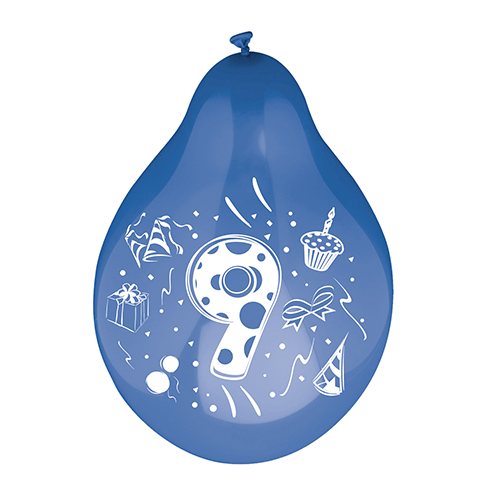 20160 Zahlenluftballons Ø 25 cm farbig sortiert "9"