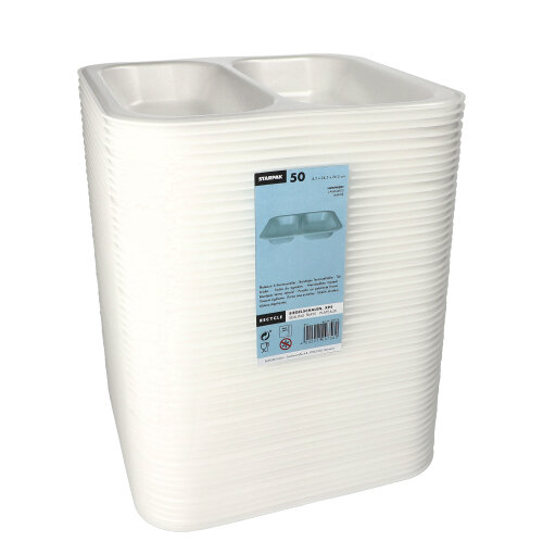 1600 Siegelschalen, XPS 2-geteilt 1250 ml 4,2 cm x 24,5 cm x 26,5 cm weiss laminiert