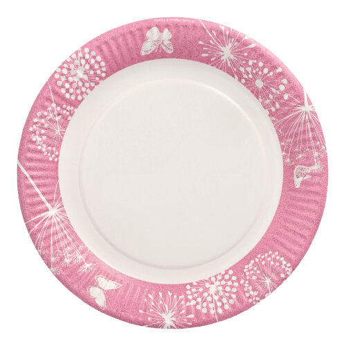 12000 Teller, Pappe rund Ø 23 cm fuchsia "Meadow"