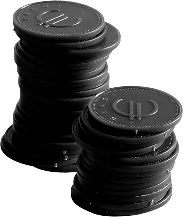 Pfandmünzen - 100 Stk., BarUp, Schwarz, 100 Stk., ⌀25mm