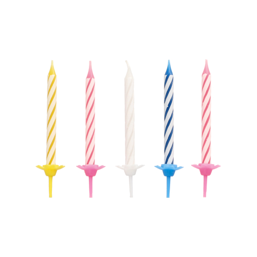 72000 Geburtstagskerzen mit Halter 6 cm farbig sortiert